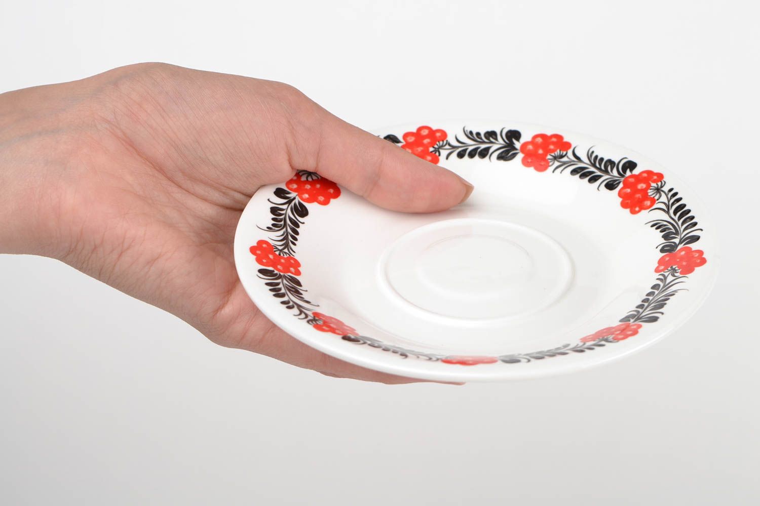Soucoupe porcelaine fait main Petite assiette ethnique blanche Service vaisselle photo 2