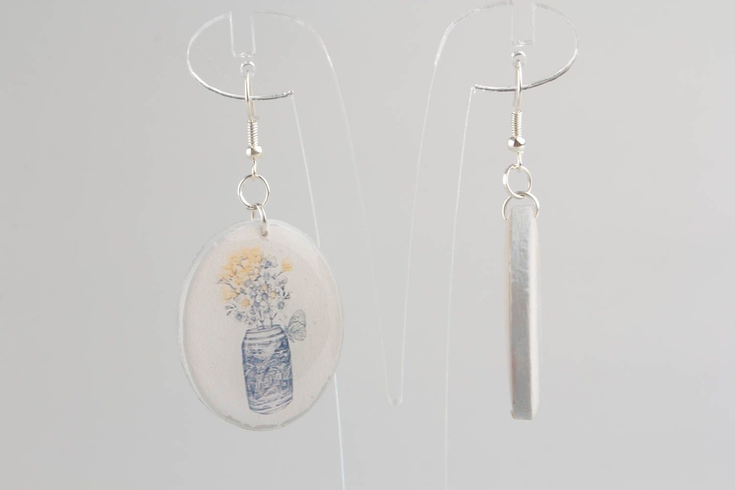 Earrings made of wood and epoxy resin photo 5