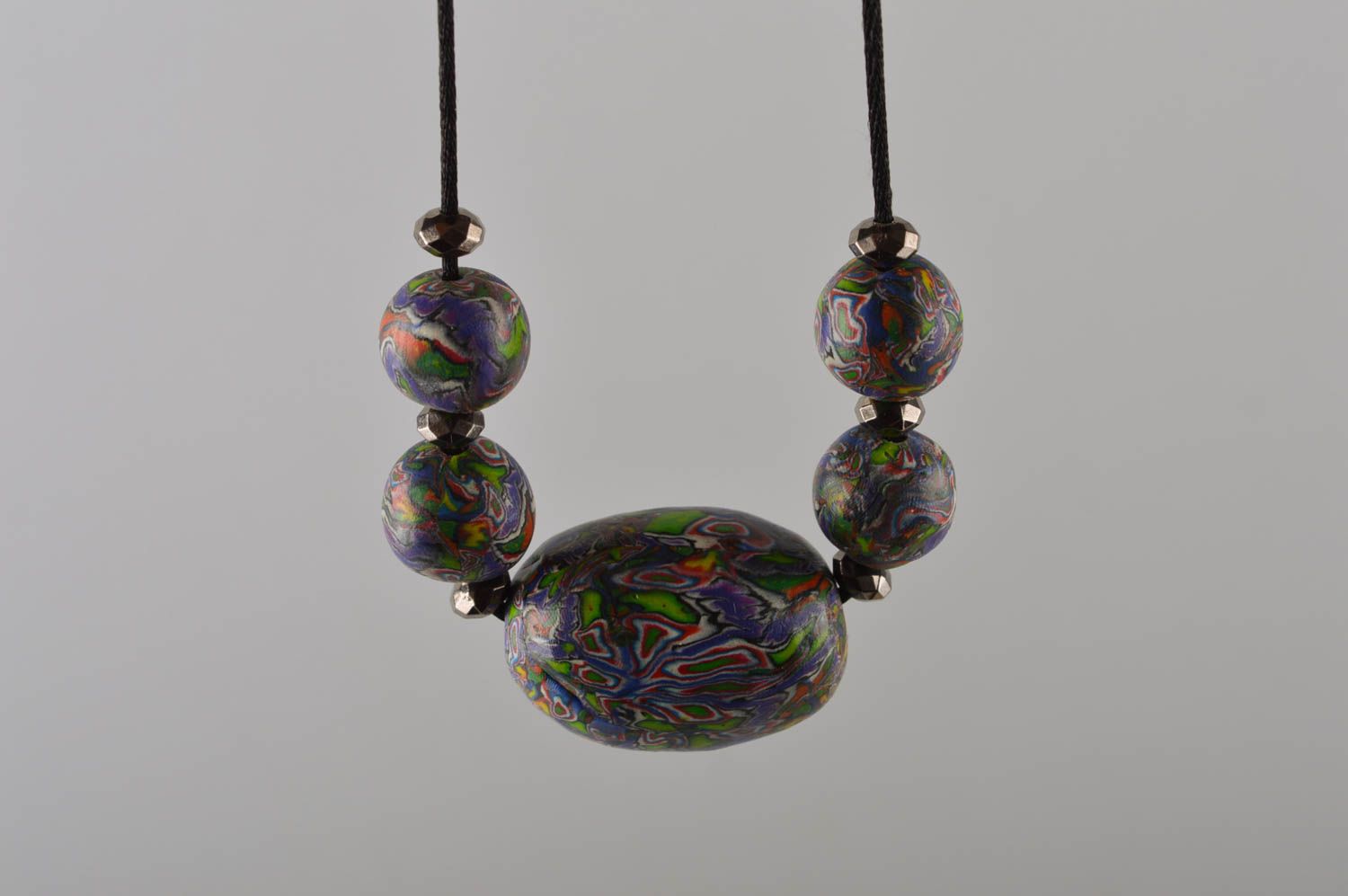 Handmade unusual necklace jewelry made of clay feminine necklace cute jewelry photo 5