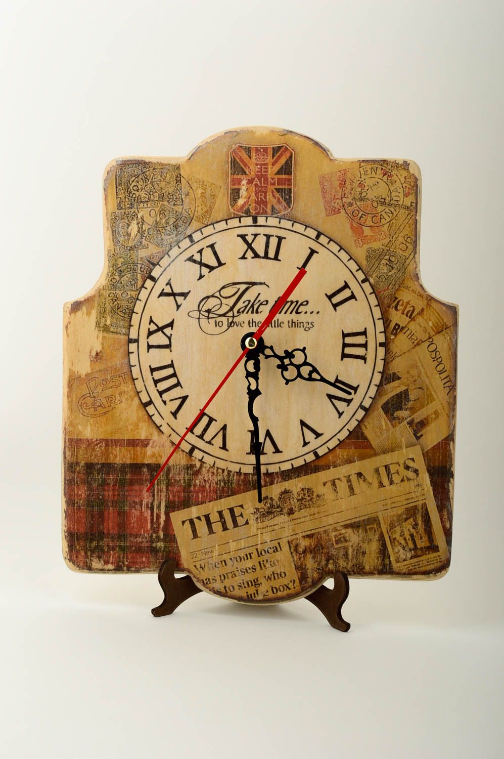 Необычные часы ручной работы декор для дом из дерева настенные часы декупаж фото 2