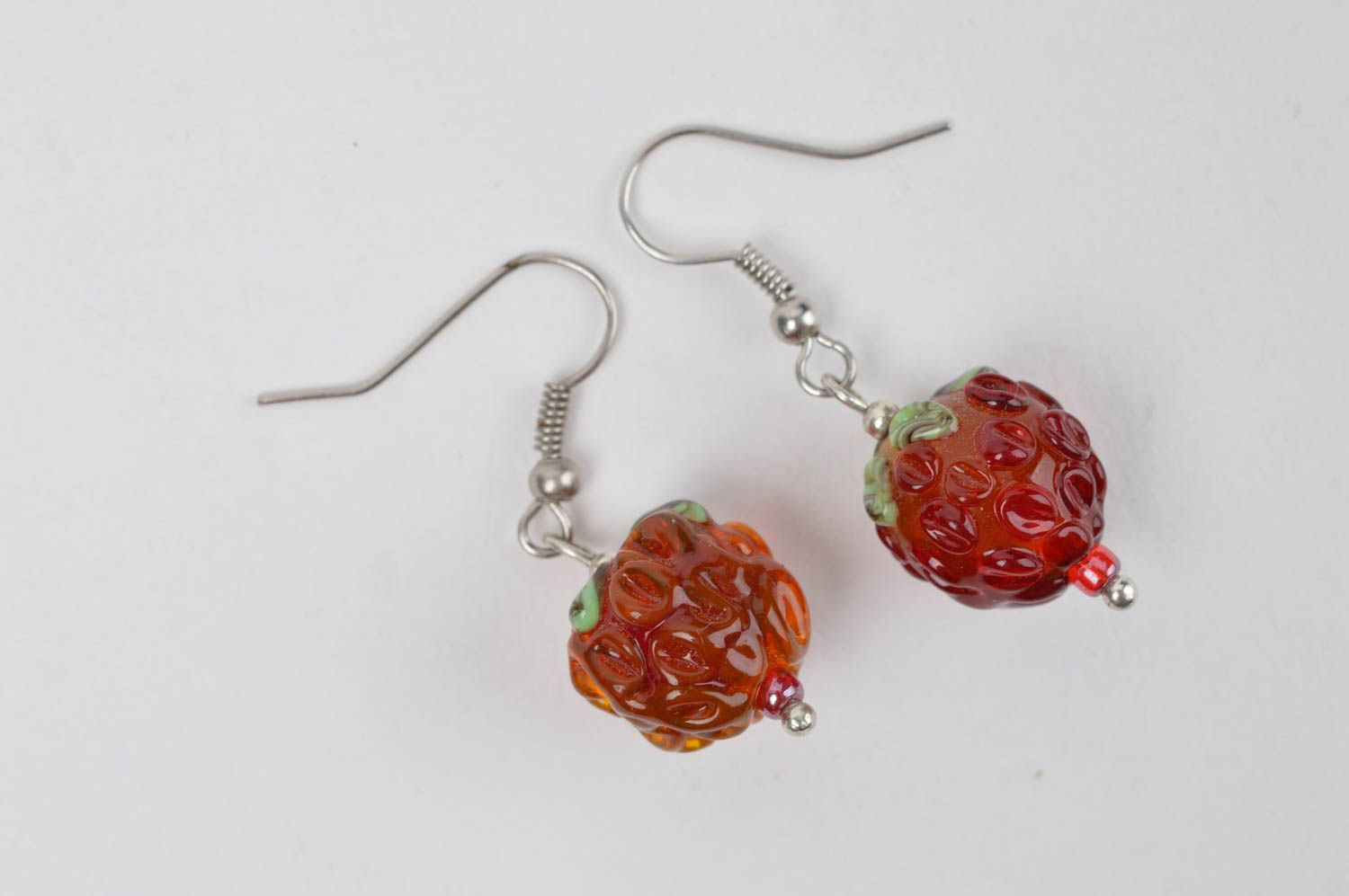 Unusual handmade glass earrings stylish lampwork earrings design cool jewelry photo 2