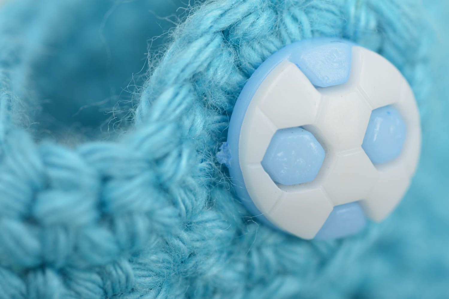 Patucos de bebé tejidos de algodón natural artesanales azules claros bonitos foto 4