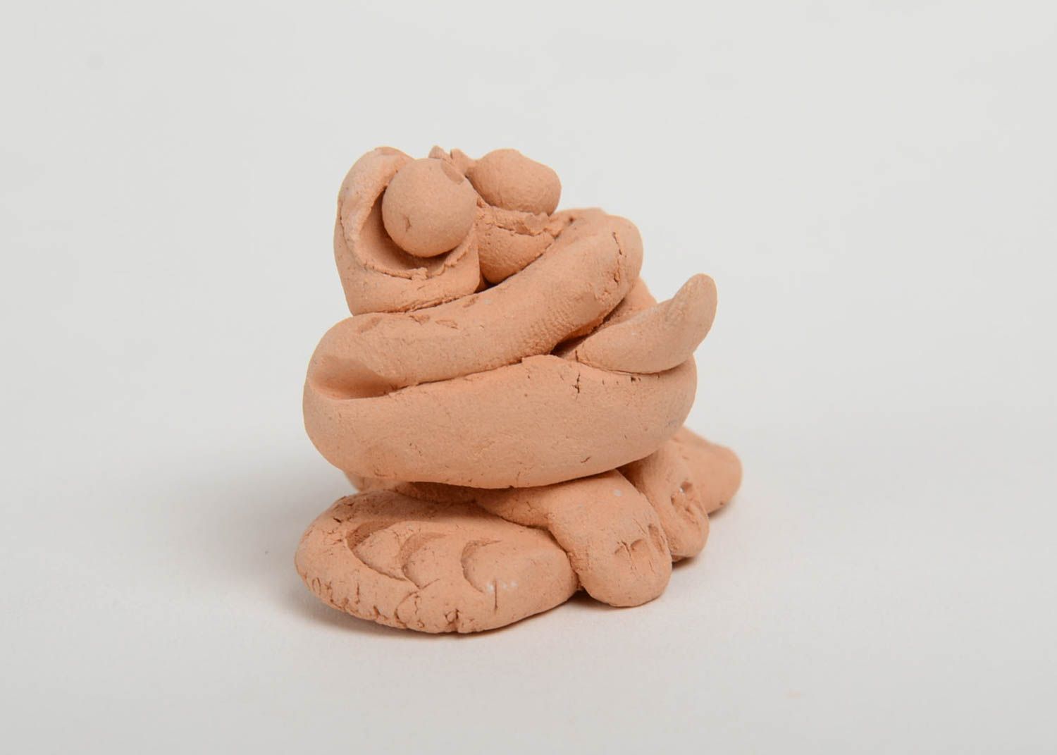 Забавная глиняная статуэтка лягушки ручной работы оригинальная небольшая фото 2