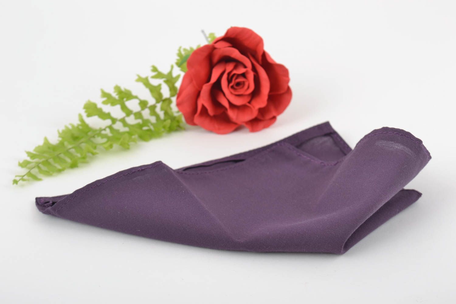 Нагрудный платок из коттона фиолетовый мужской аксессуар ручной работы фото 1