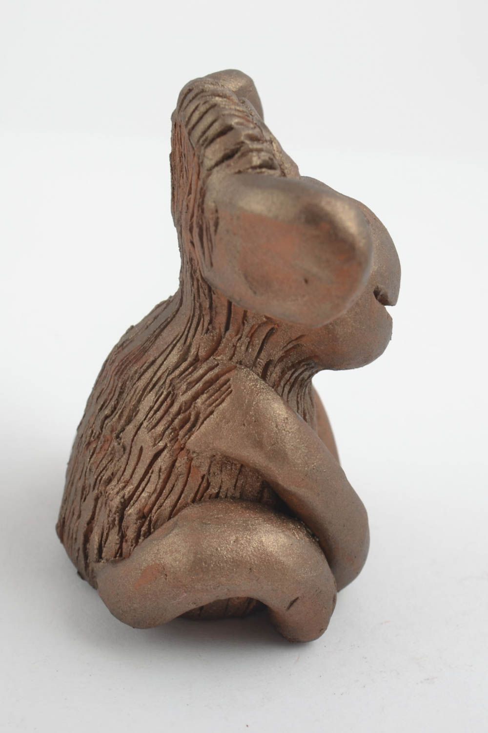 Figurine singe faite main Statuette céramique marron peinte Déco maison photo 5