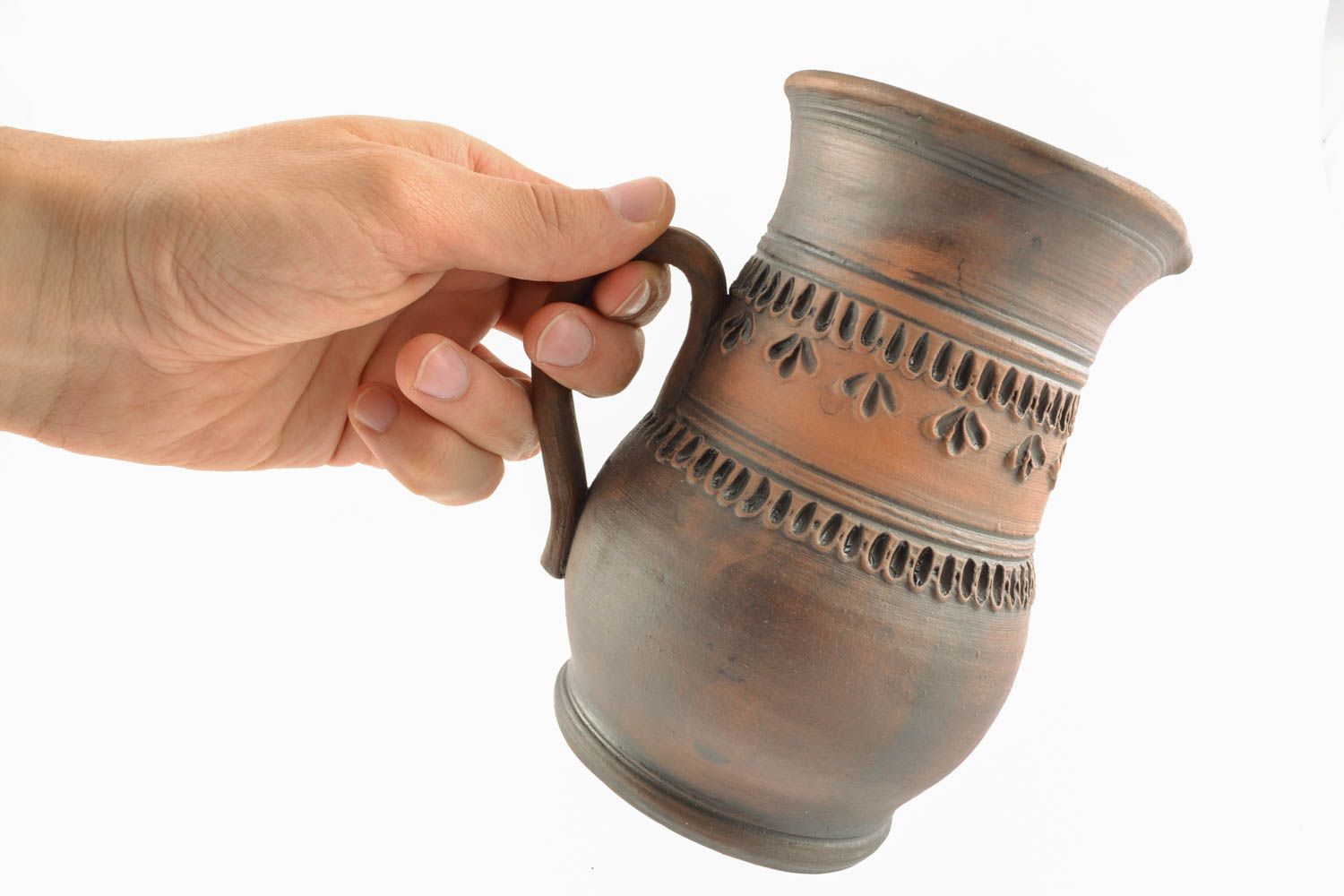 15 oz ceramic handmade milk decanter in brown color 1,8 lb photo 1