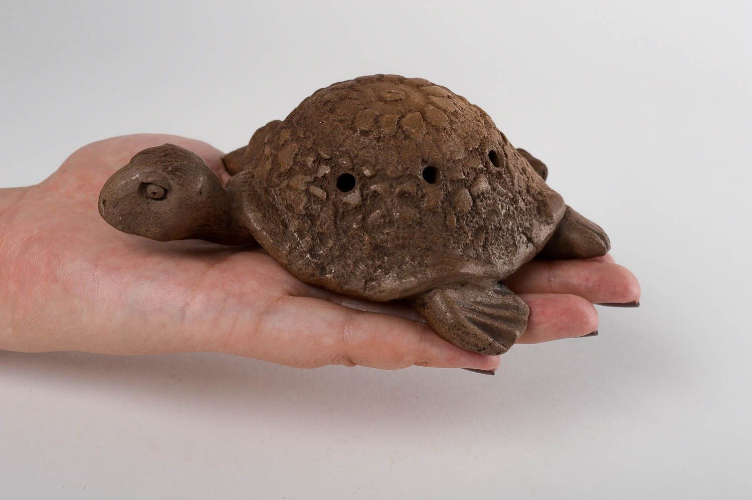 Sifflet jouet Instrument de musique fait main en argile Figurine tortue cadeau photo 5