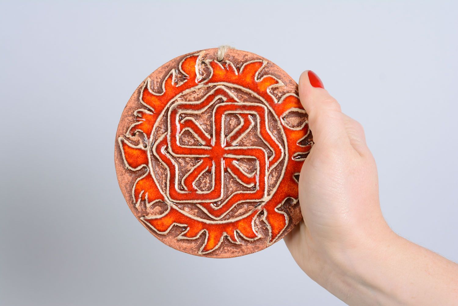 Orange Wandteller aus Keramik Molvynets  foto 3