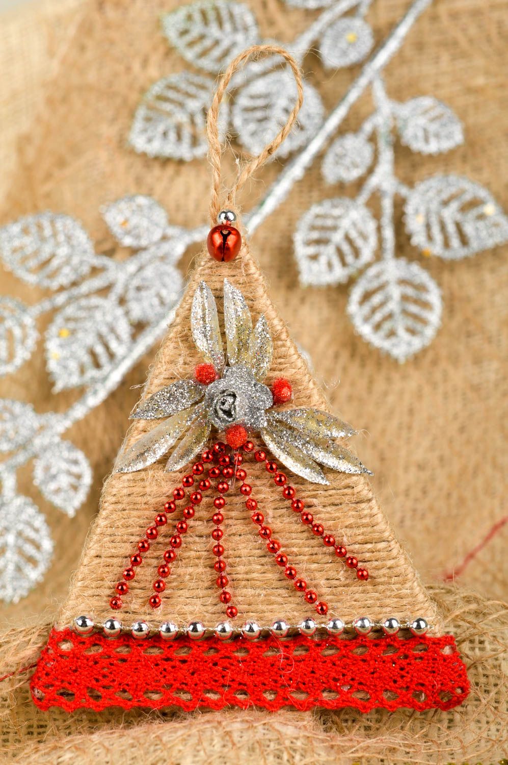 Handmade Christmas tree decoration Christmas tree pendant with red ornament photo 1
