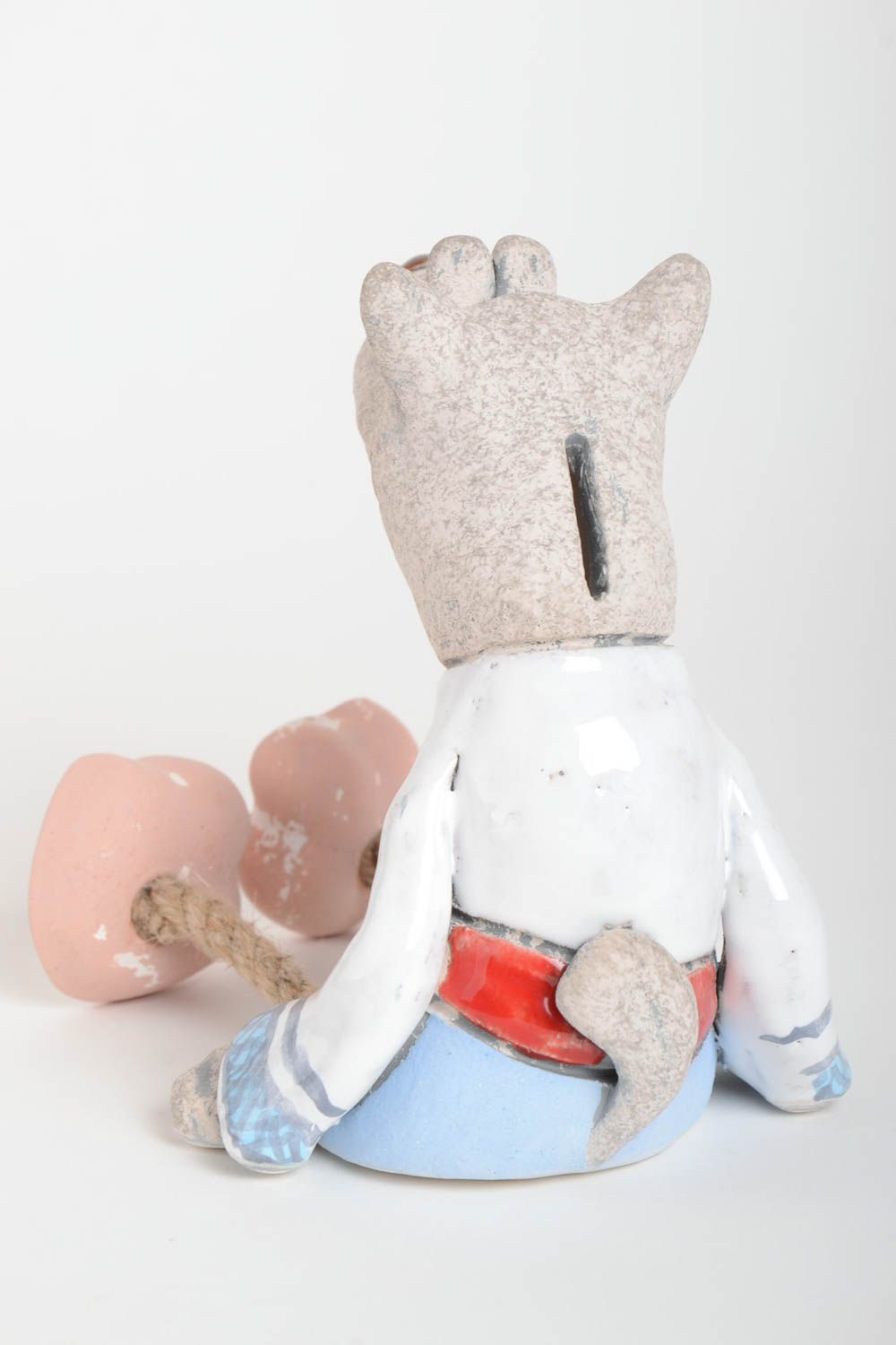 Hucha de cerámica infantil artesanal elemento decorativo regalo original Lobo foto 5