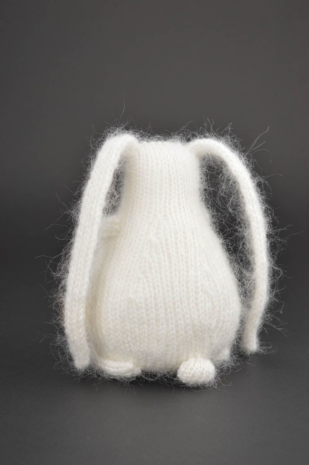 Handmade white mohair toy unusual soft rabbit beautiful cute toy for kids photo 4