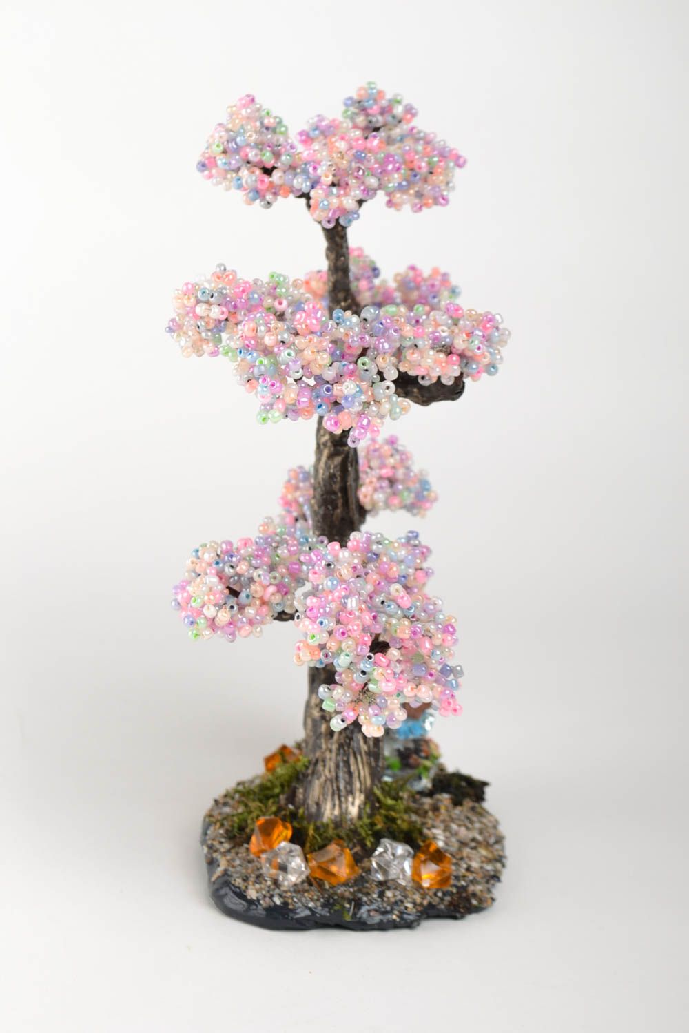 Künstlicher Bonsai aus Glasperlen handmade Tisch Deko Wohn Accessoire rosa foto 2