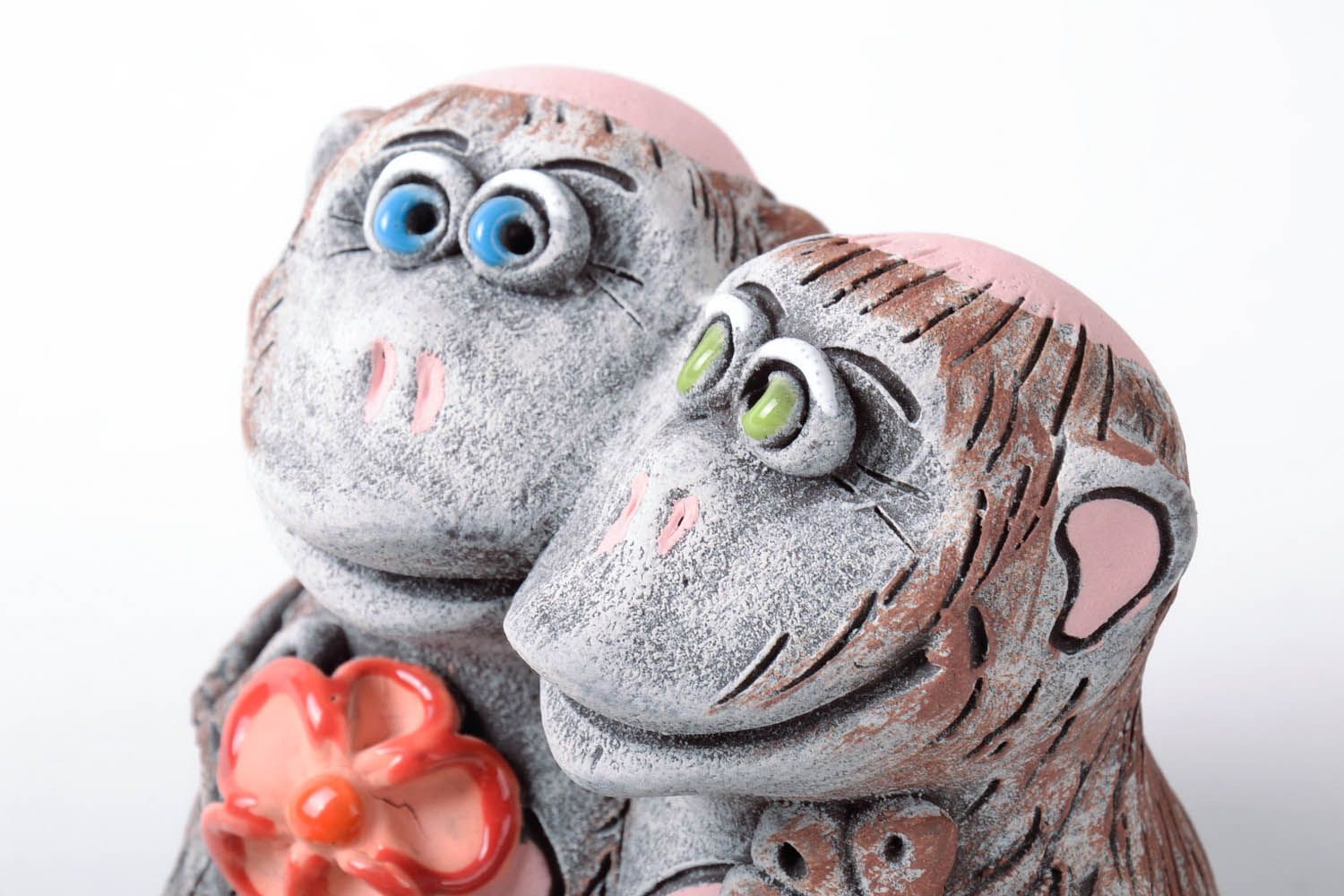 Scimmie salvadanaio fatto a mano in ceramica dipinto a mano idea regalo  foto 2