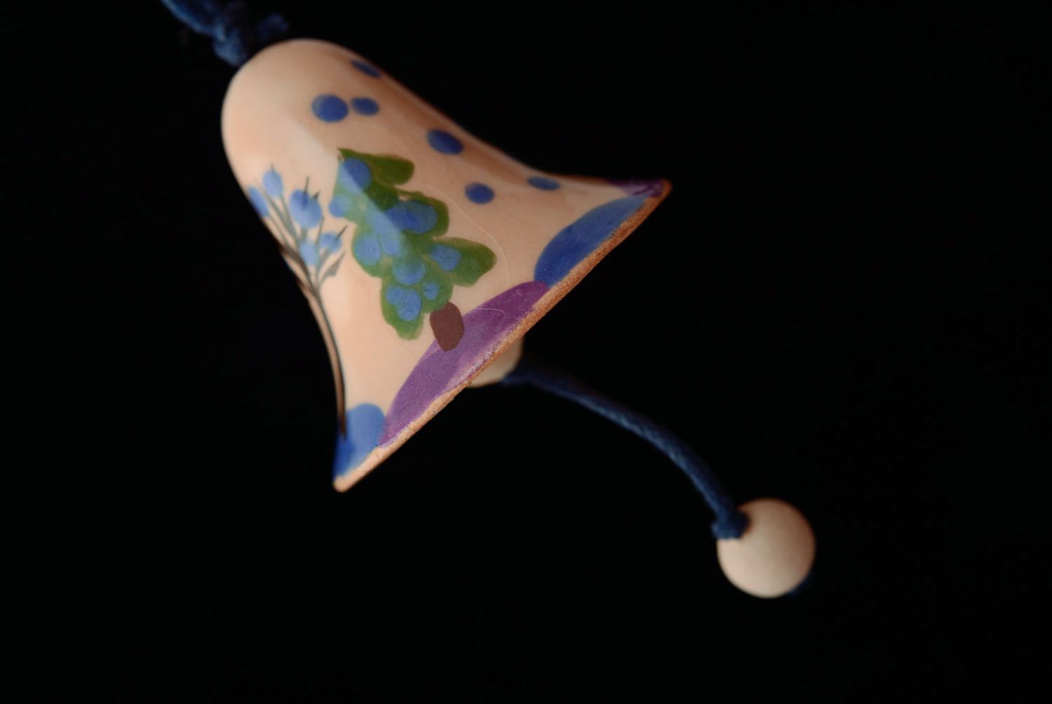 Small ceramic bell with a cord photo 3