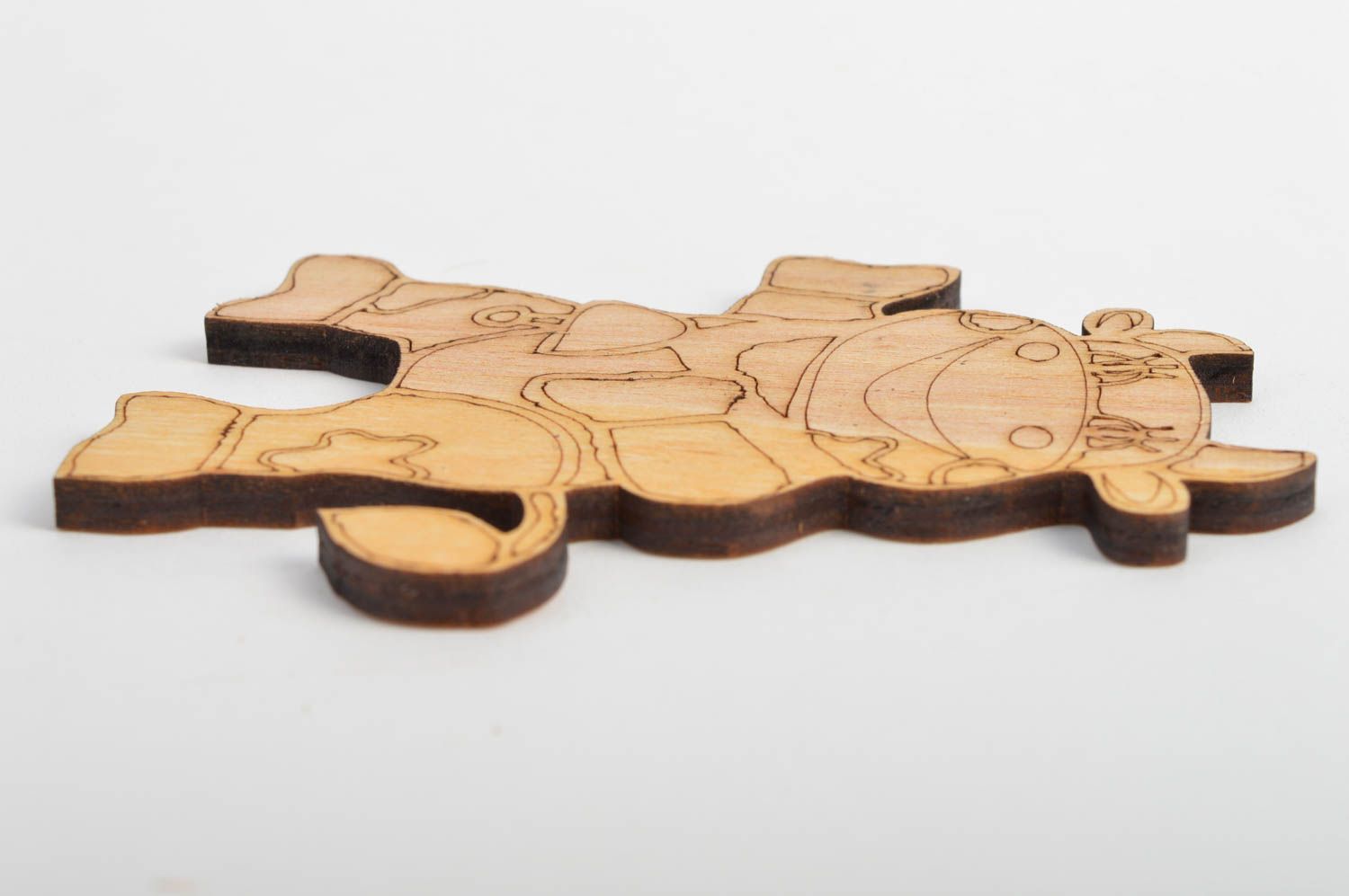 Sujet à décorer en bois brut fait main figurine vache plate pour serviettage photo 5