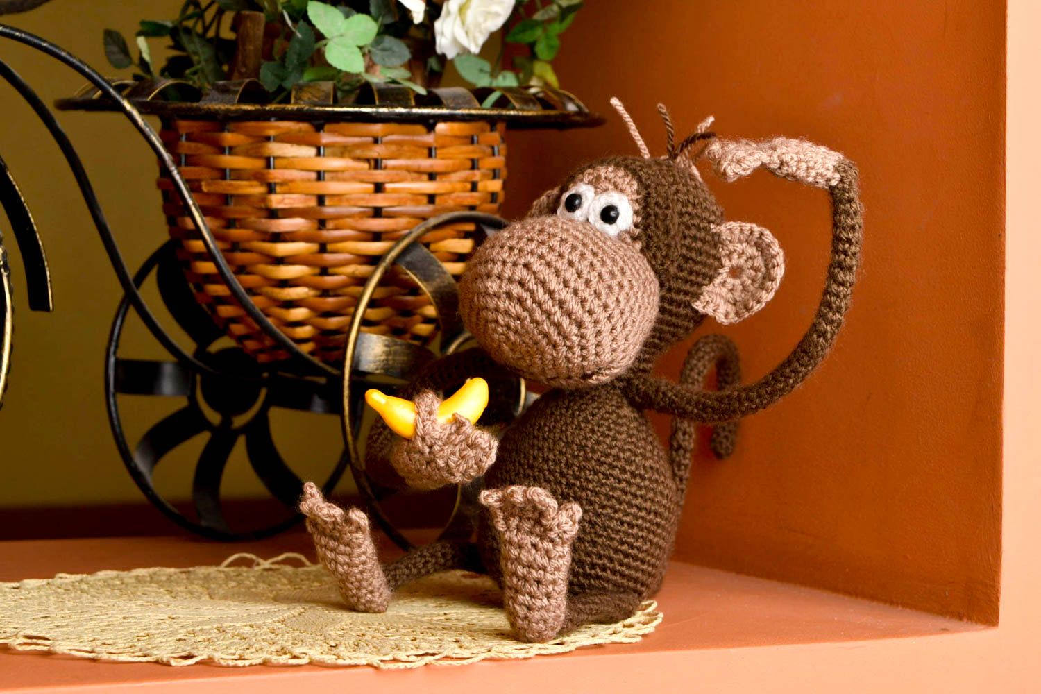 Handmade Kuscheltier Affe originell Häkel Kuscheltier Kleinkinder Spielzeug foto 1
