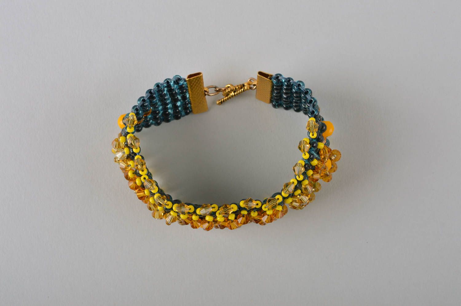 Bright handmade orange and gold beads wrist all-size bracelet for girls photo 3