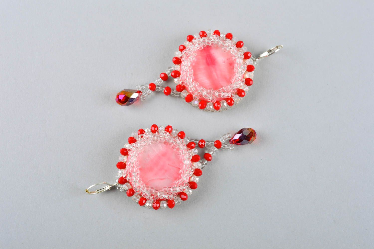 Handmade embroidered earrings beaded stylish earrings unusual accessory photo 4