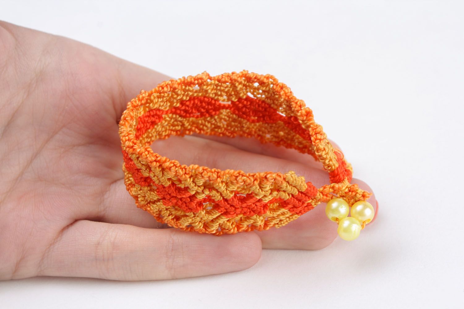 Bracelet tressé orange fait main photo 5