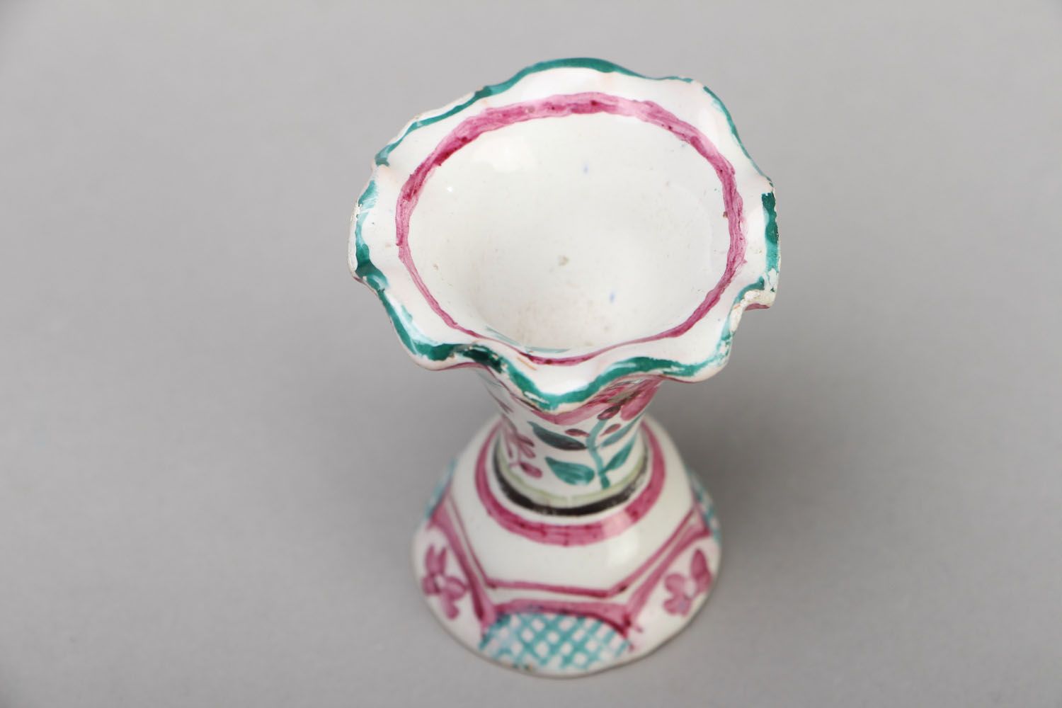 3 inches tiny ceramic handmade pink and white vase for shelf décor 0,07 lb photo 2