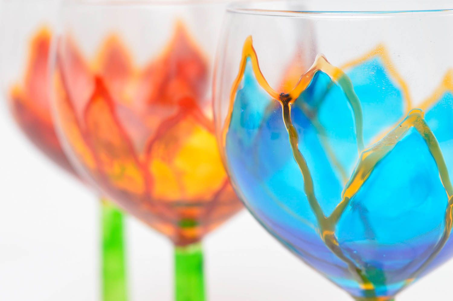 Bemalte Gläser handmade bunt Champagner Gläser 3 Stück Küchen Deko originell foto 3