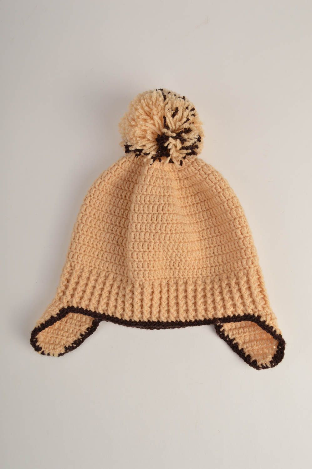 Bonnet tricot Chapeau fait main beige Vêtement enfant cadeau pour enfant photo 2