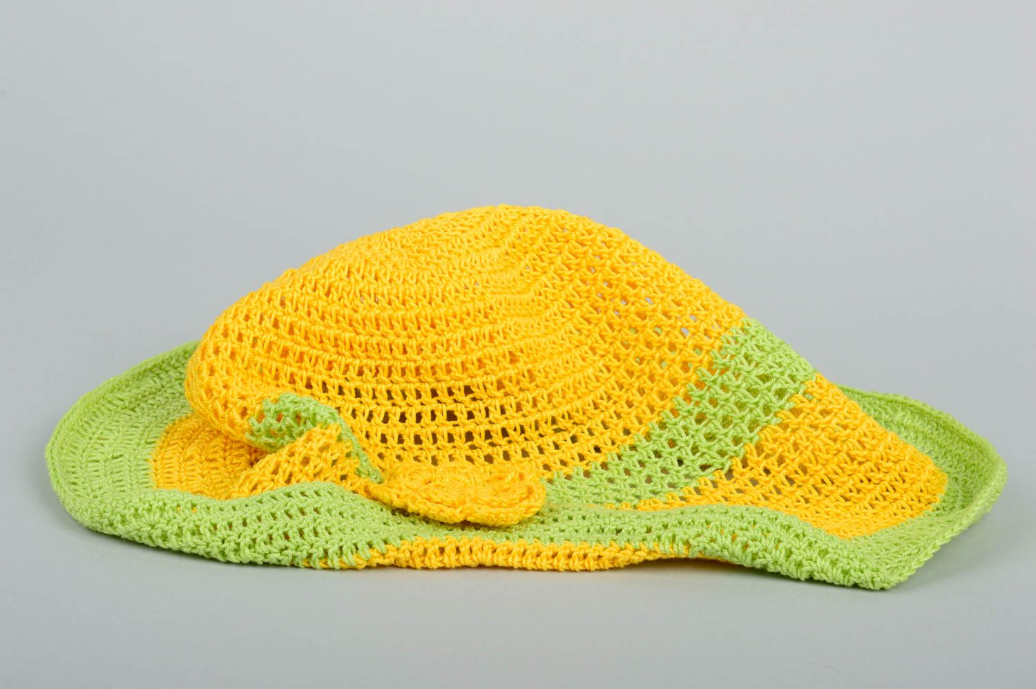 Sonnenhut Baby handmade Kindermütze Sommer Accessoire für Mädchen in Gelb schön foto 3