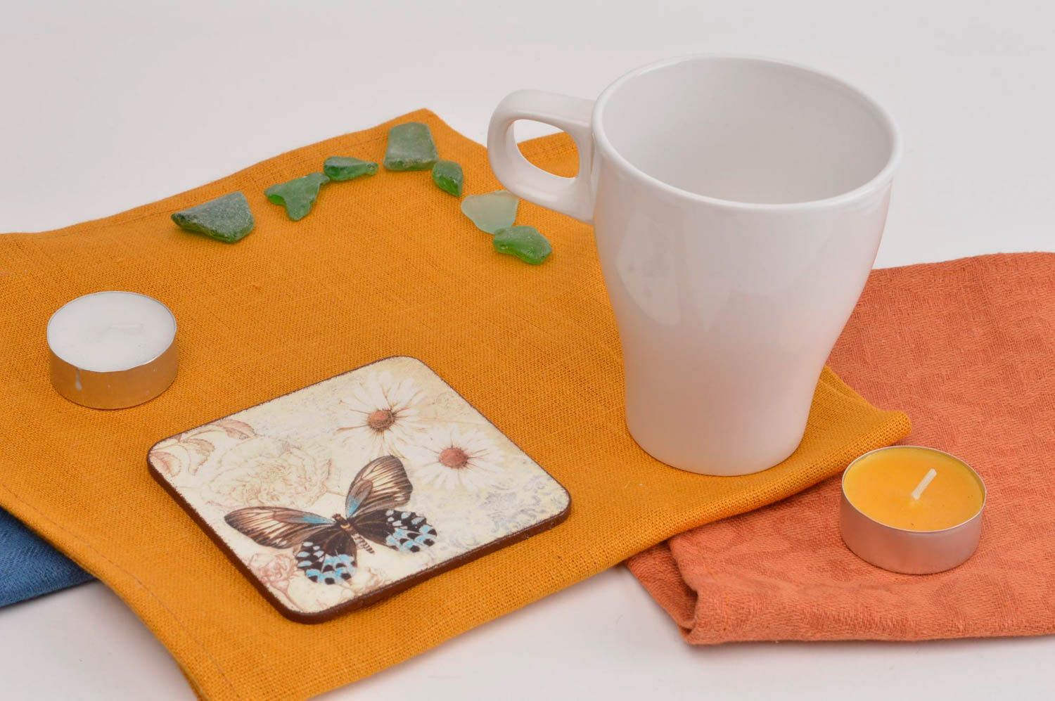 Handmade coaster with picture stylish wooden coaster unusual stand for cup photo 1