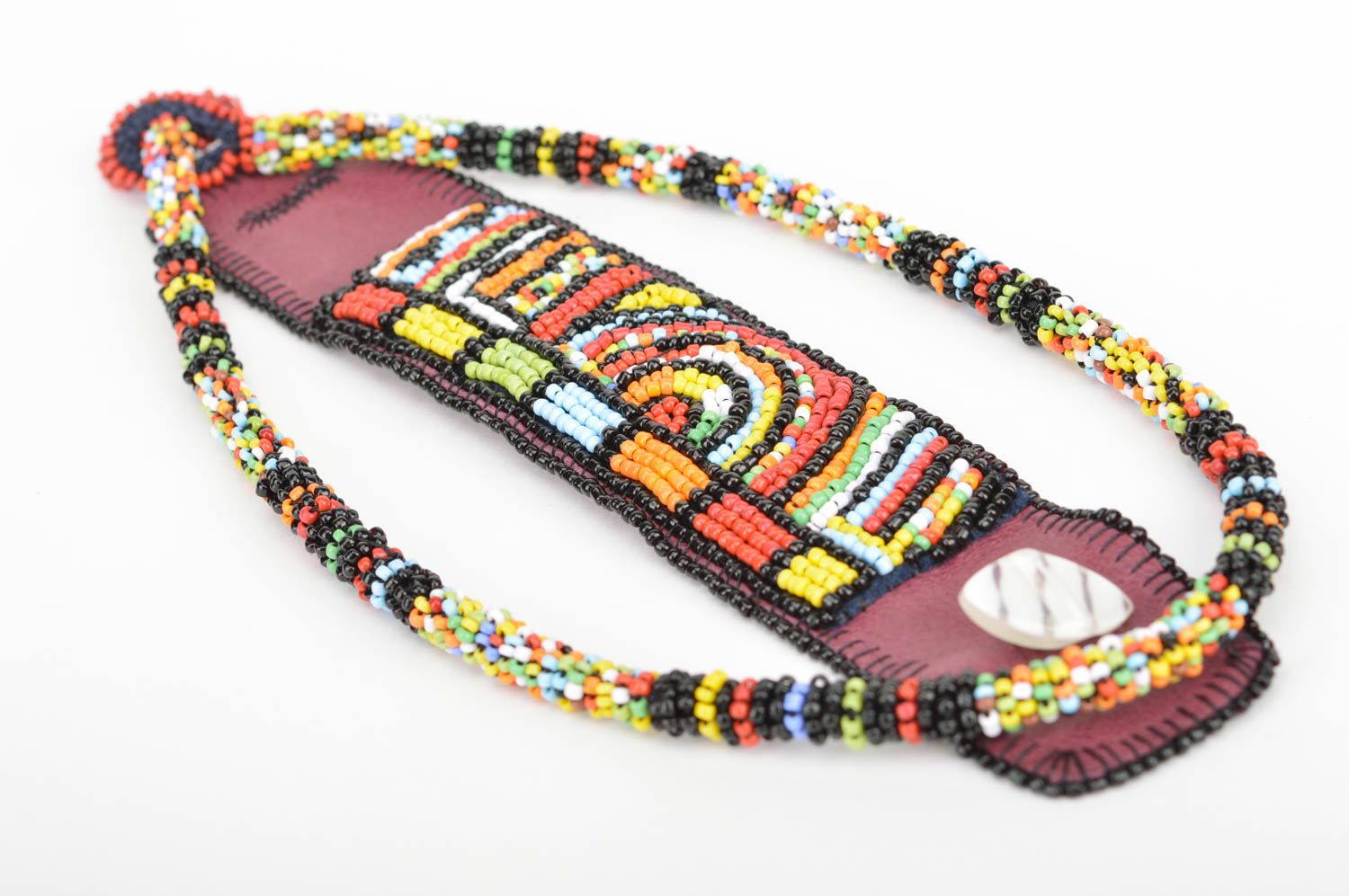 Conjunto de accesorios de abalorios artesanal collar y pulsera a base de cuero  foto 6