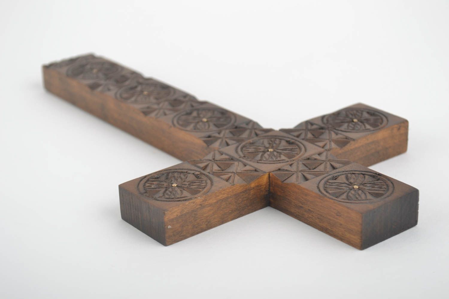 Handmade carved designer cross stylish wall amulet wooden wall crucifix photo 3