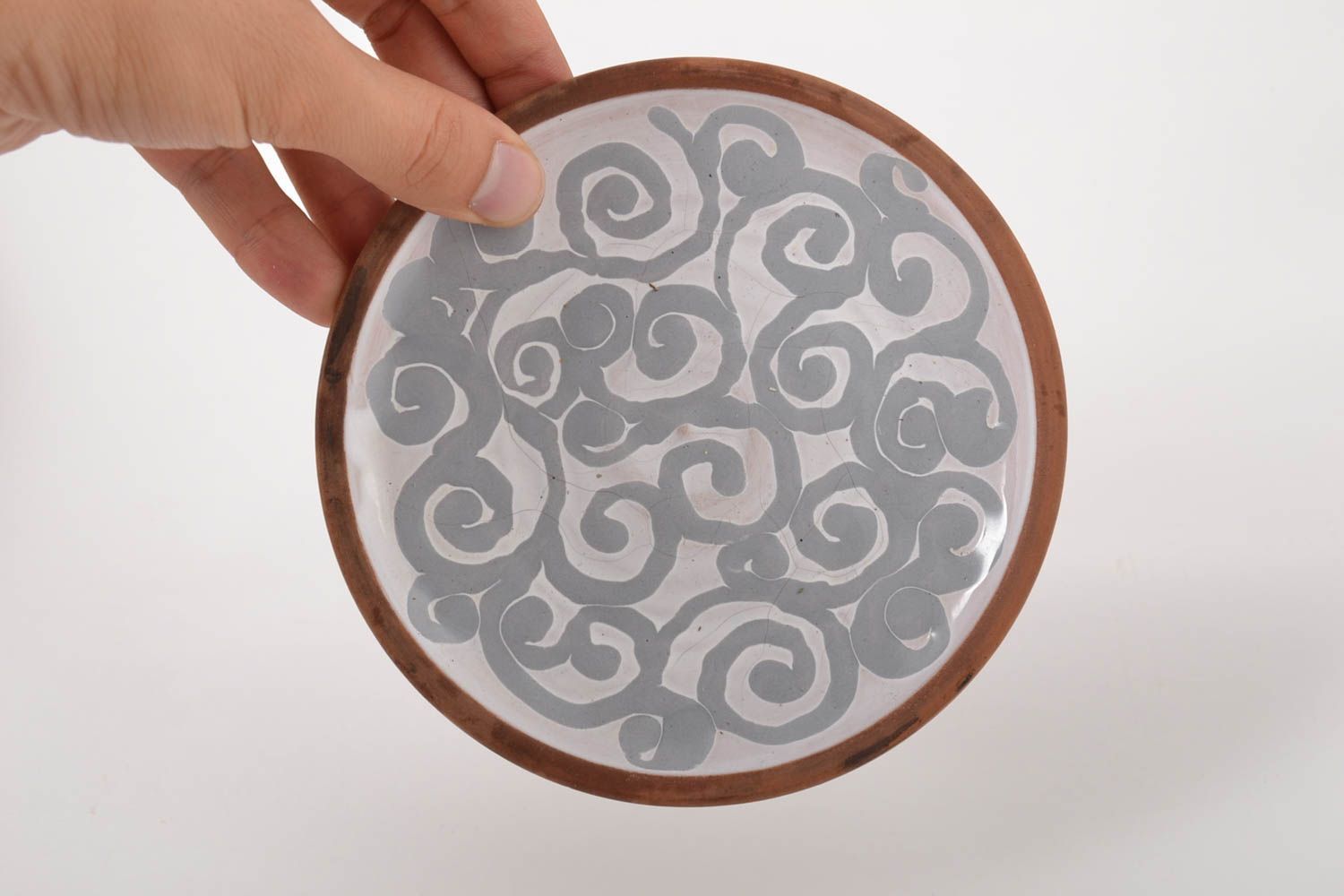 Handmade ceramic plate beautiful handmade plate clay plate plate with painting photo 5