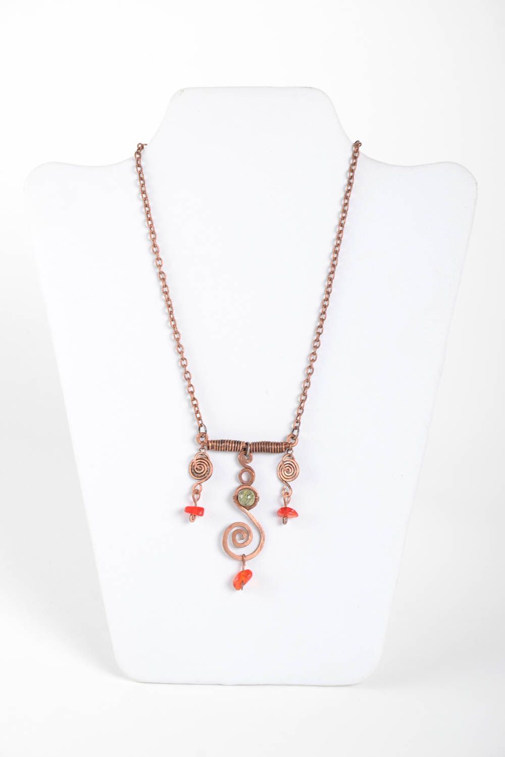 Handmade designer pendant natural stone pendant copper jewelry copper pendant photo 2