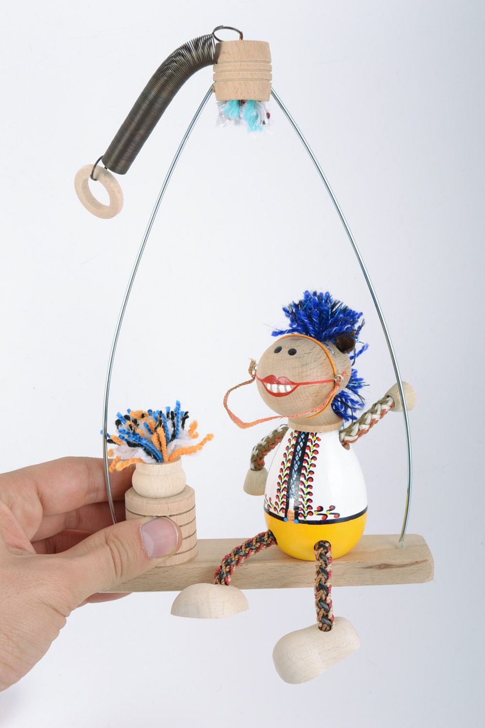 Petit jouet artisanal à la balançoire écologique fait main Cheval pour enfant photo 2