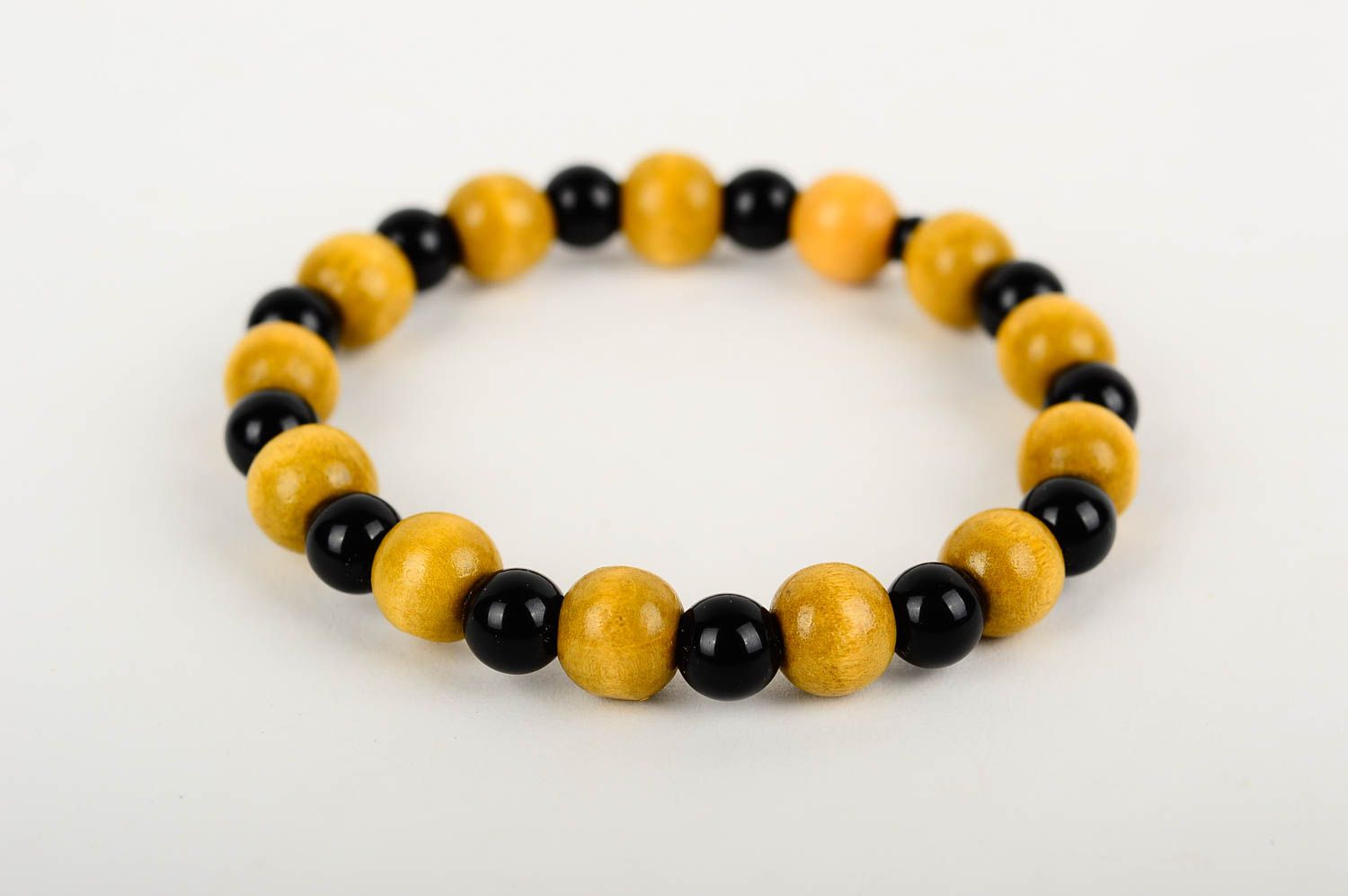 Bracelet design Bijou fait main jaune et noir en bois Accessoire femme cadeau photo 3