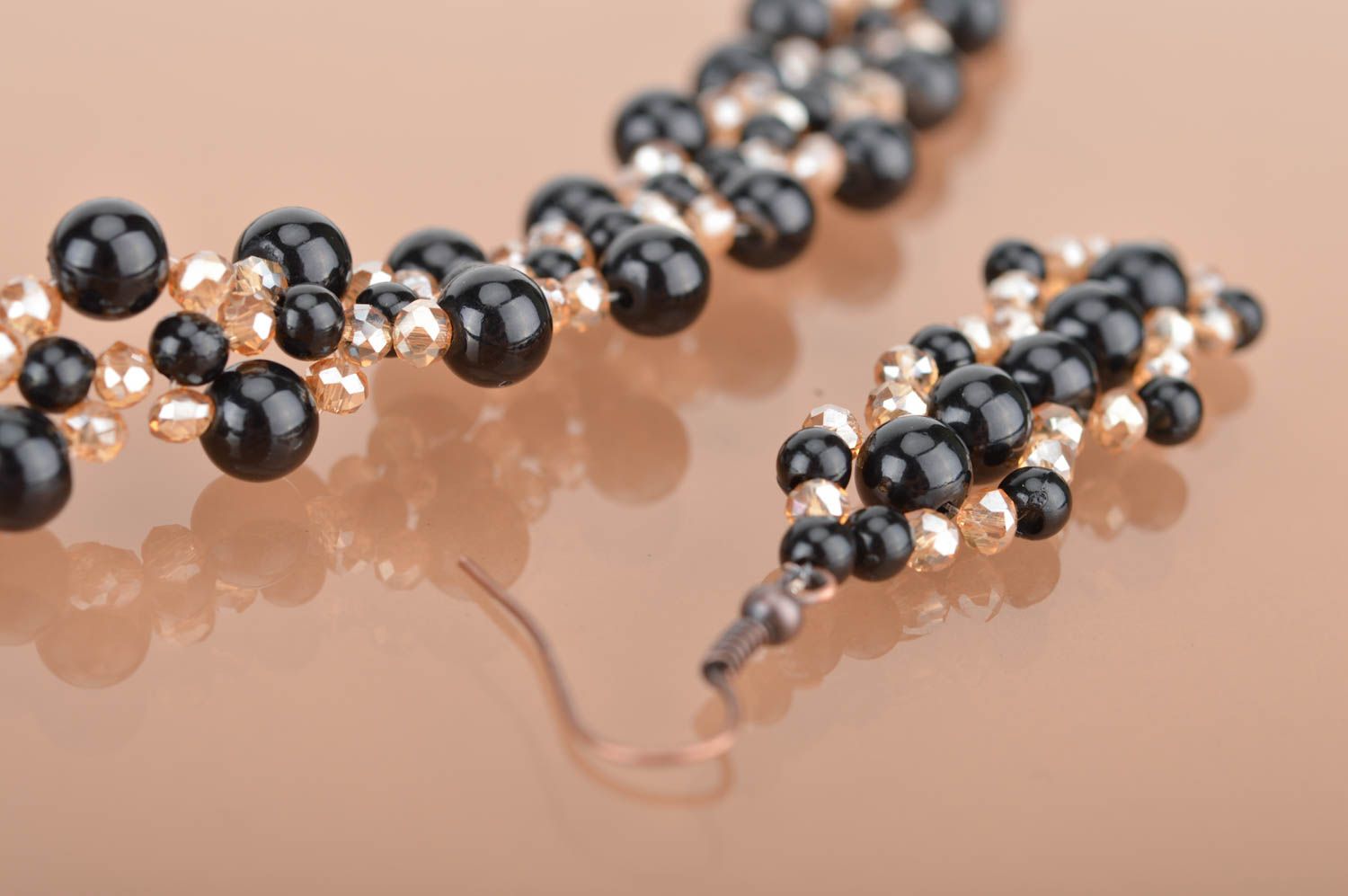 Damen Schmuckset Halskette und Ohrringe handmade Keramik Perlen und Bergkristall foto 4