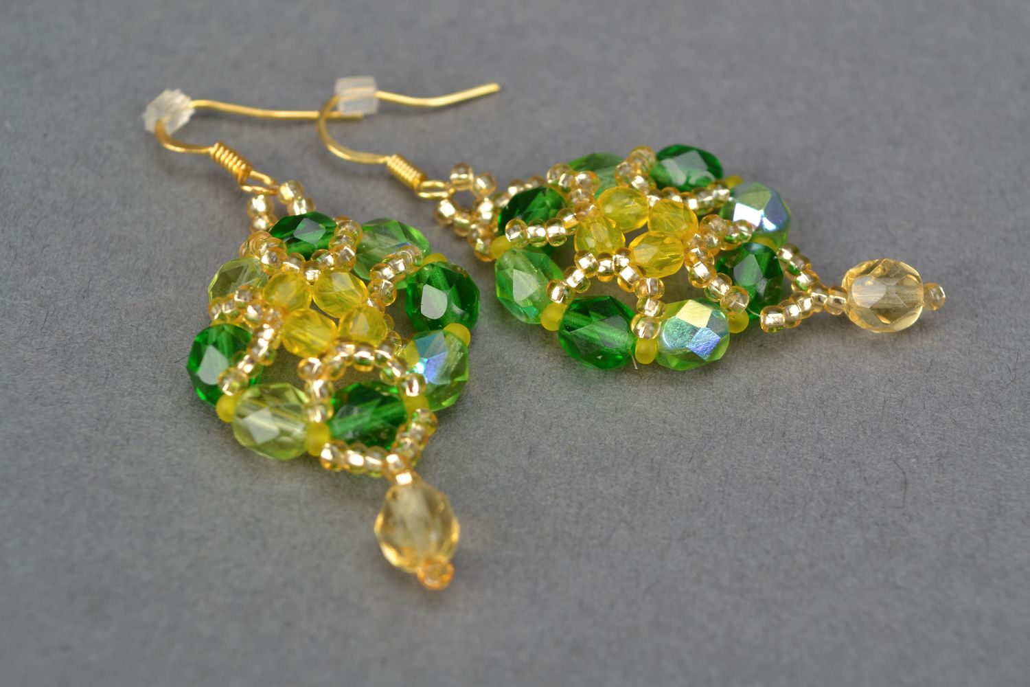 Handmade crystal bead earrings photo 4