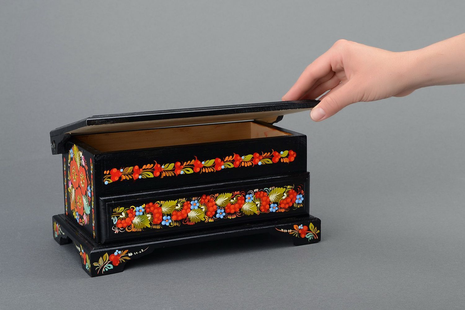Patterned box with pullout drawer photo 5