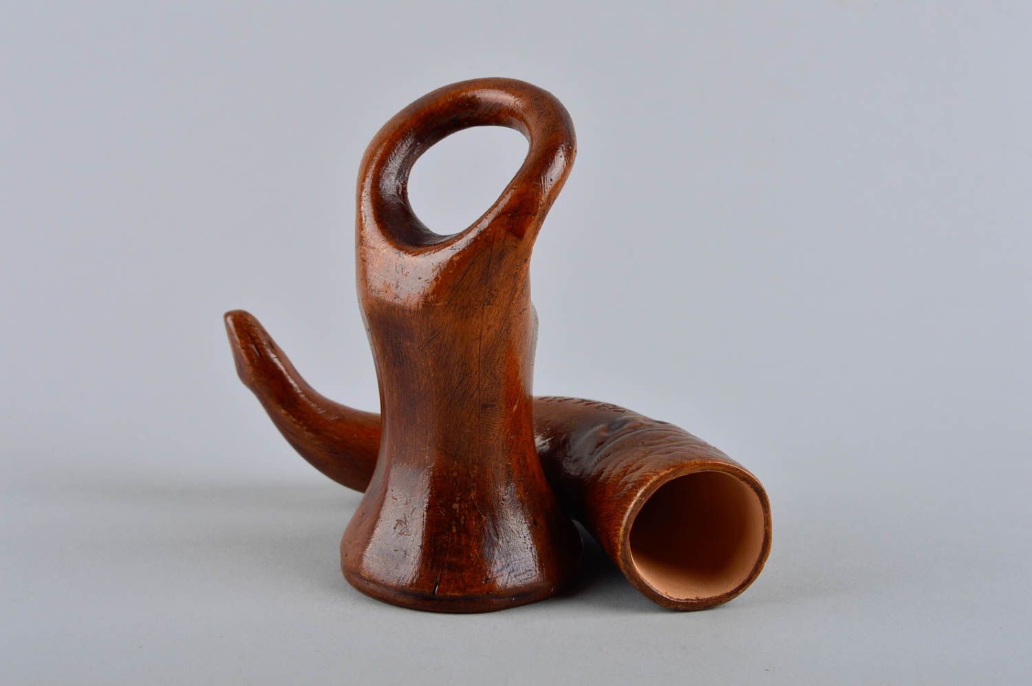 Corno in ceramica fatto a mano decorativo calice in argilla utensili da cucina
 foto 5