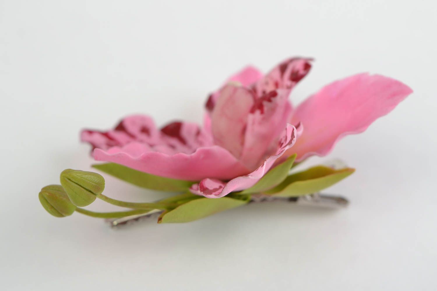 Beautiful design women's cold porcelain flower brooch hair clip hand made photo 4