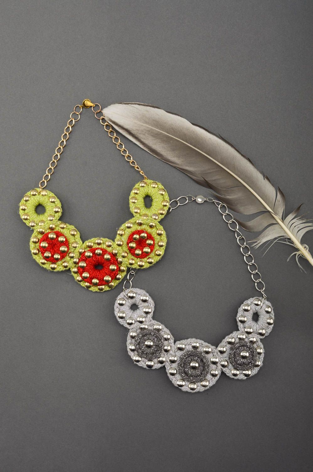 Designer necklace handmade stylish accessory textile necklace for girls photo 1