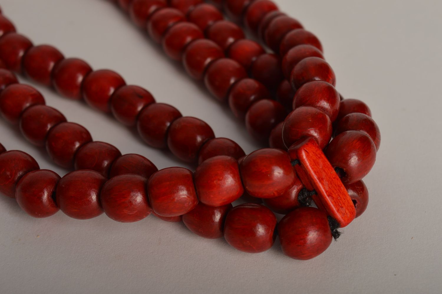 Handmade red multirow necklace unusual wooden necklace jewelry in ethnic style photo 4