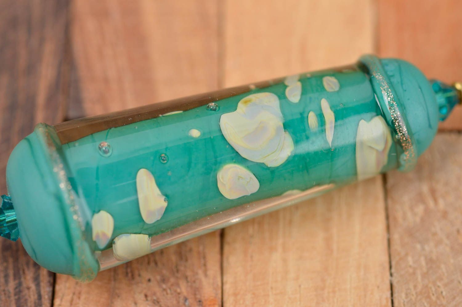 Pendentif en verre Bijou fait main turquoise Accessoire femme design original photo 5