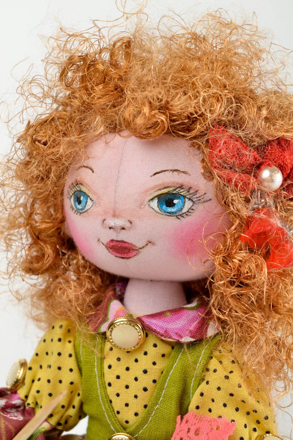 Необычная кукла ручной работы кукла для интерьера Рукодельница кукла из ткани фото 4