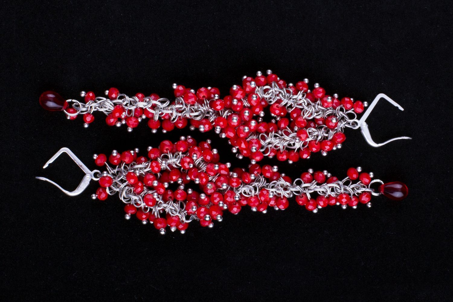 Handmade earrings jewelry with beads beautiful bijouterie long earrings photo 4