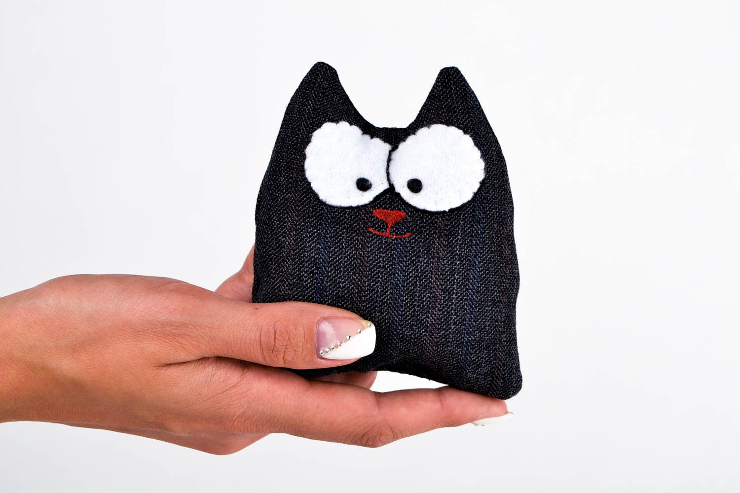 Juguete de peluche artesanal negro regalo original para niño gato de peluche foto 2