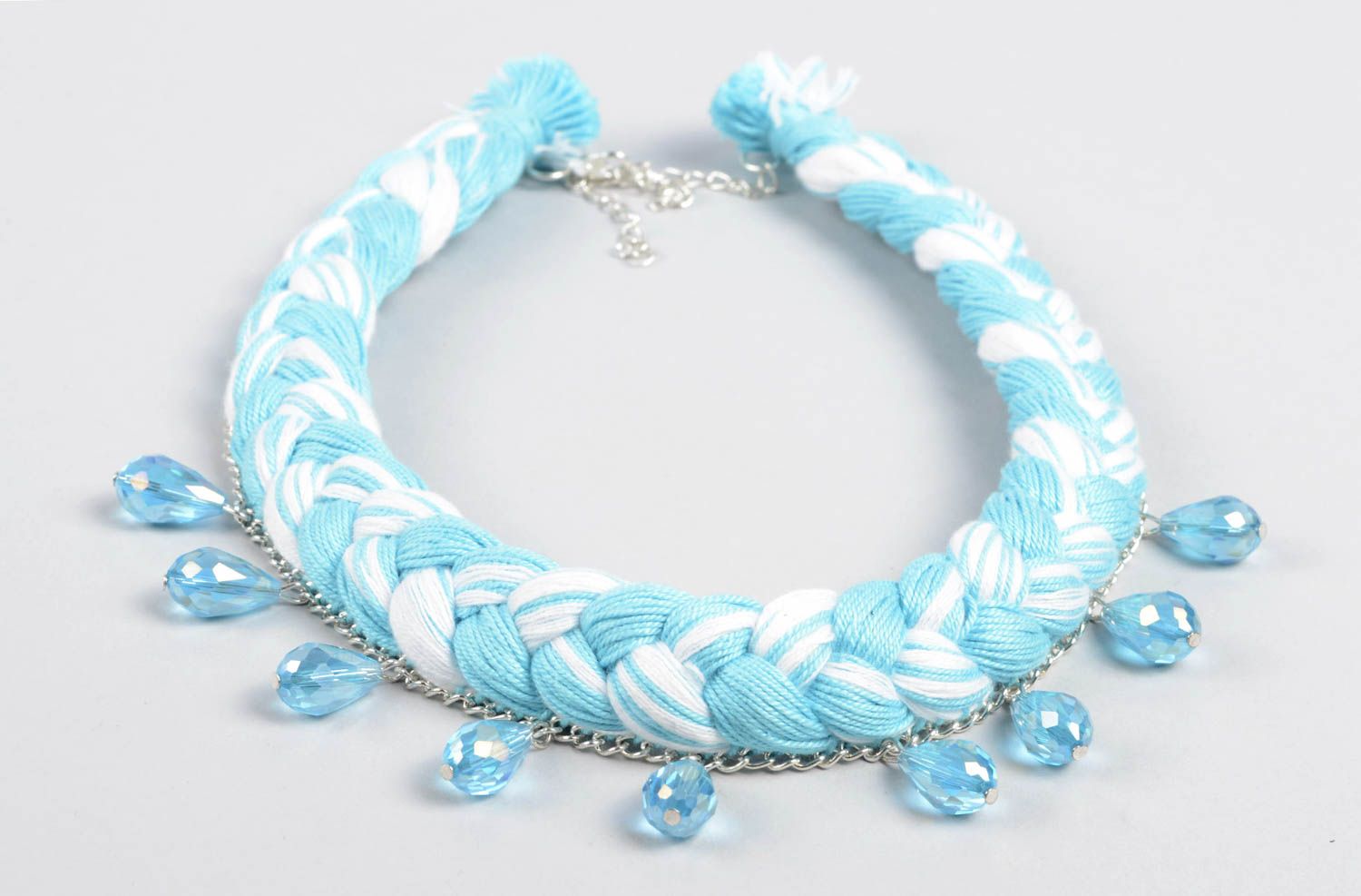Stoff Halskette Modeschmuck Collier handgemachter Schmuck mit Kristall Perlen foto 2