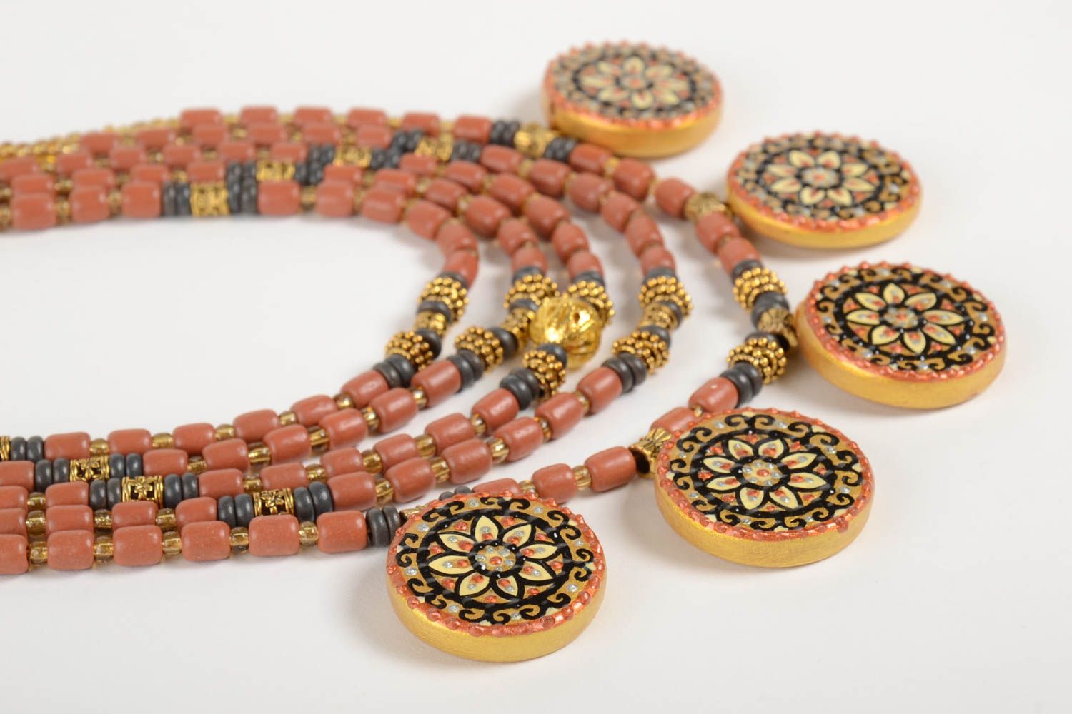 Ceramic jewelry handmade necklace bead necklace women accessories ethnic jewelry photo 3