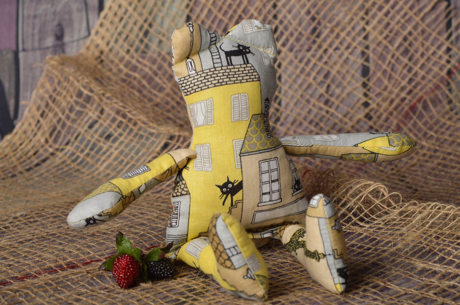 Игрушка ручной работы игрушка мишка авторская из ткани интересный подарок фото 5