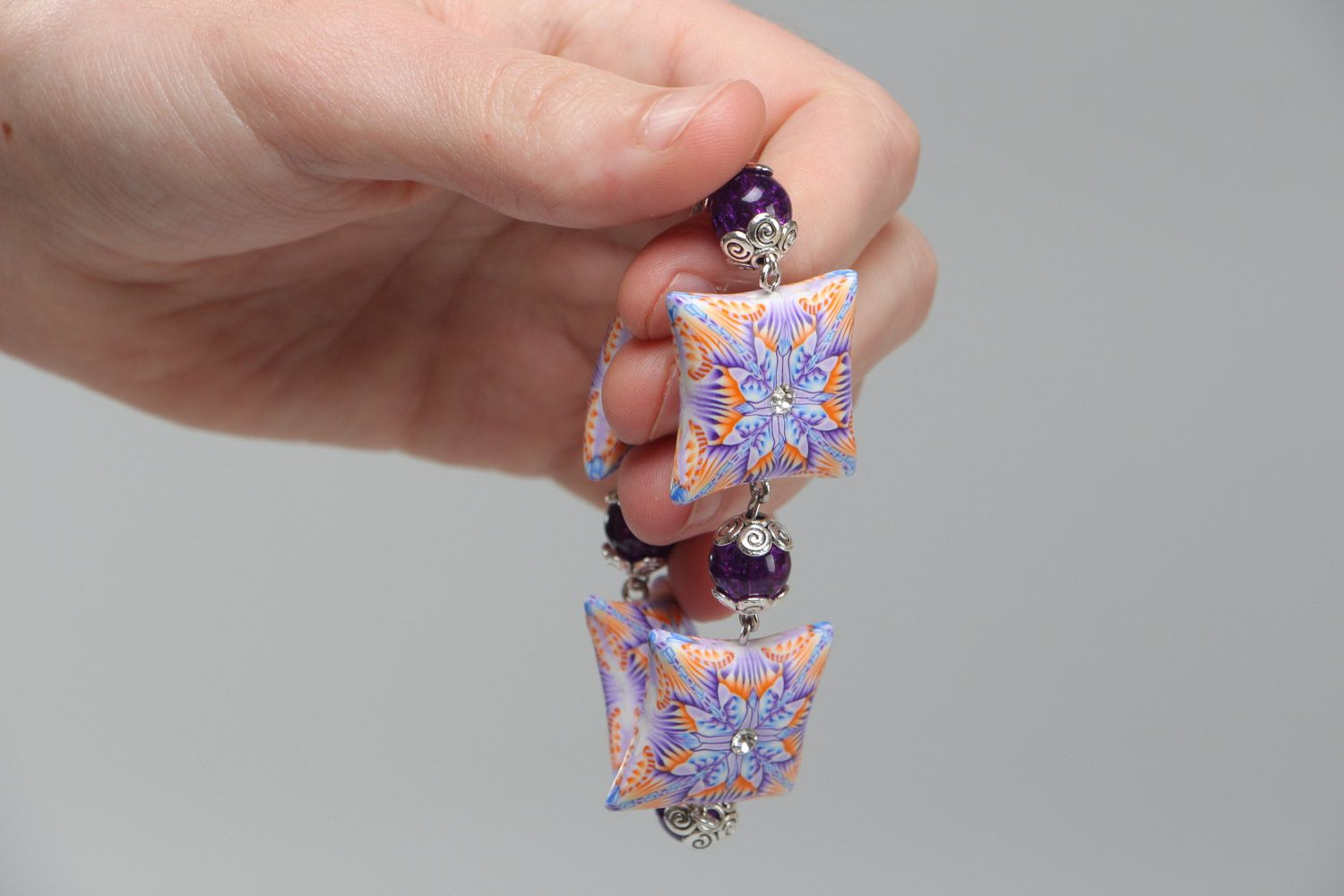 Schönes zartes Armband aus Polymer Ton originell handmade für Frauen foto 5