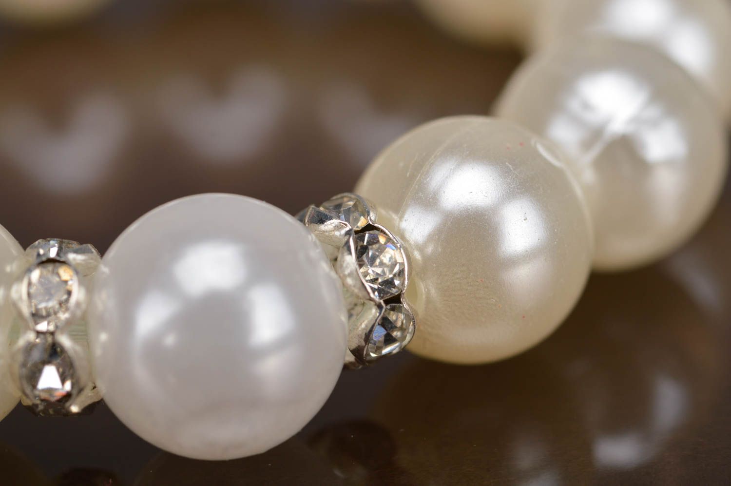 Bracelet with artificial pearls handmade beaded bracelet designer accessory photo 4